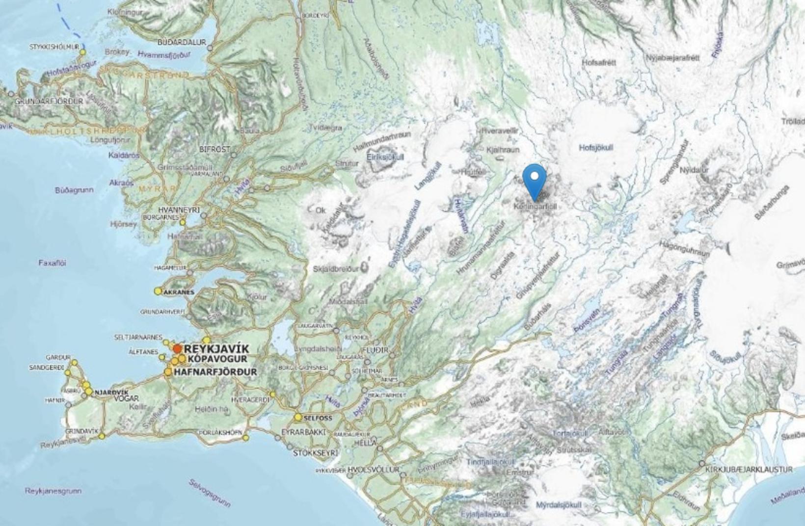 Kerlingarfjöll eru milli Langjökuls og Höfsjökuls.