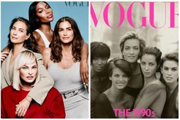 Forsíðumynd Vogue fyrir september 2023 og forsíða Vogue frá því í janúar 1990.