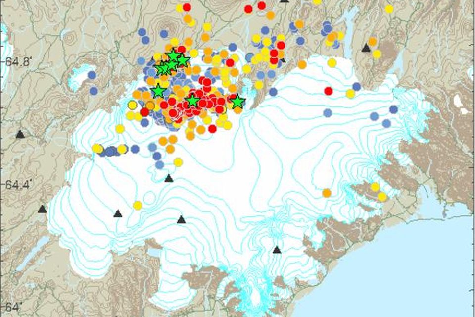 Seismic activity in and around Bárðarbunga.