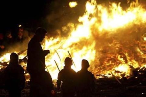 A traditonal Icelandic New Year's bonfire, or "brenna."
