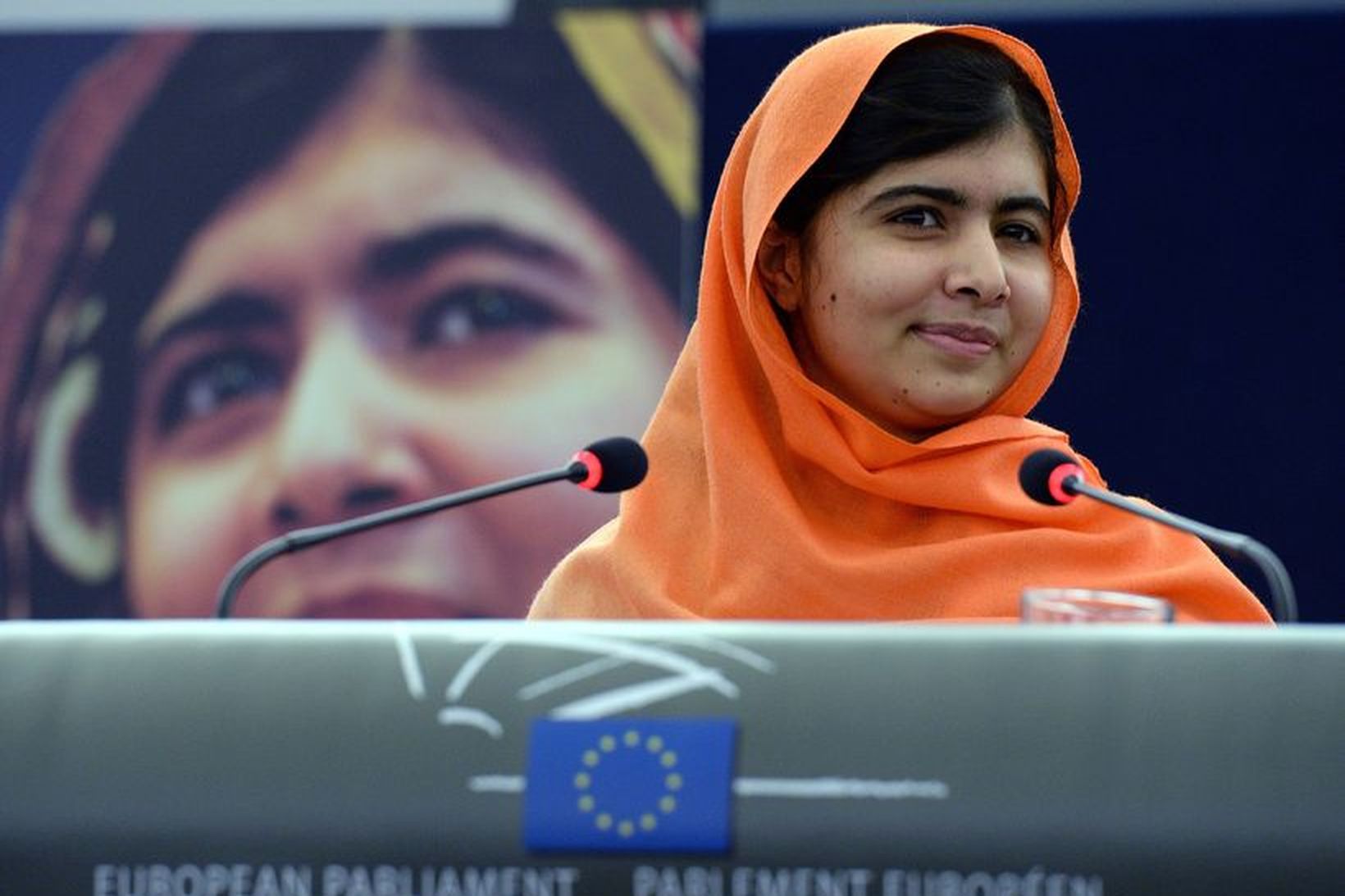 Pakistanska stúlkan Malala Yousafzai í nóvember síðastliðnum er hún ávarpaði …