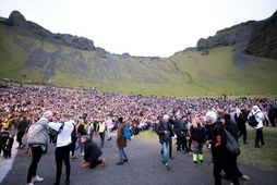 Þjóðhátíðargestir í Herjólfsdal. Lögregla telur um 16.000 manns hafa sótt þjóðhátíð þetta árið.