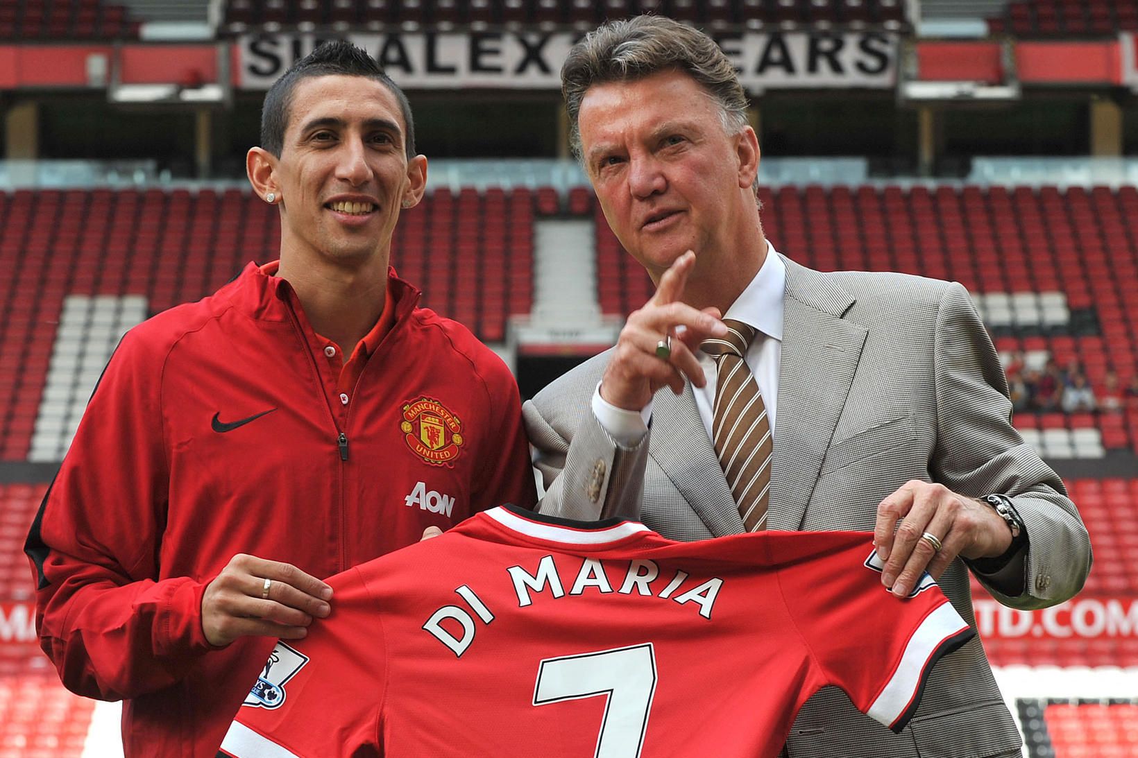 Ángel Di María og Louis van Gaal á góðri stundu.