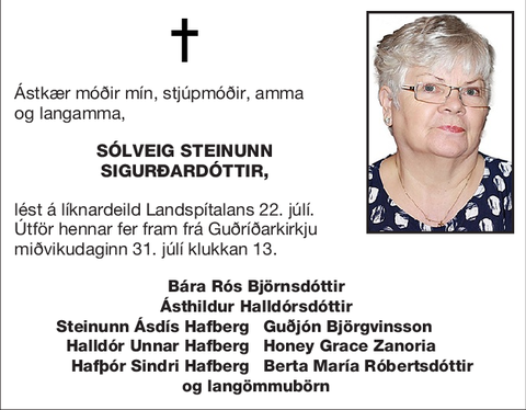 Sólveig Steinunn Sigurðardóttir,