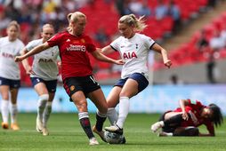 Hannah Blundell í leik með Manchester United gegn Tottenham Hotspur.