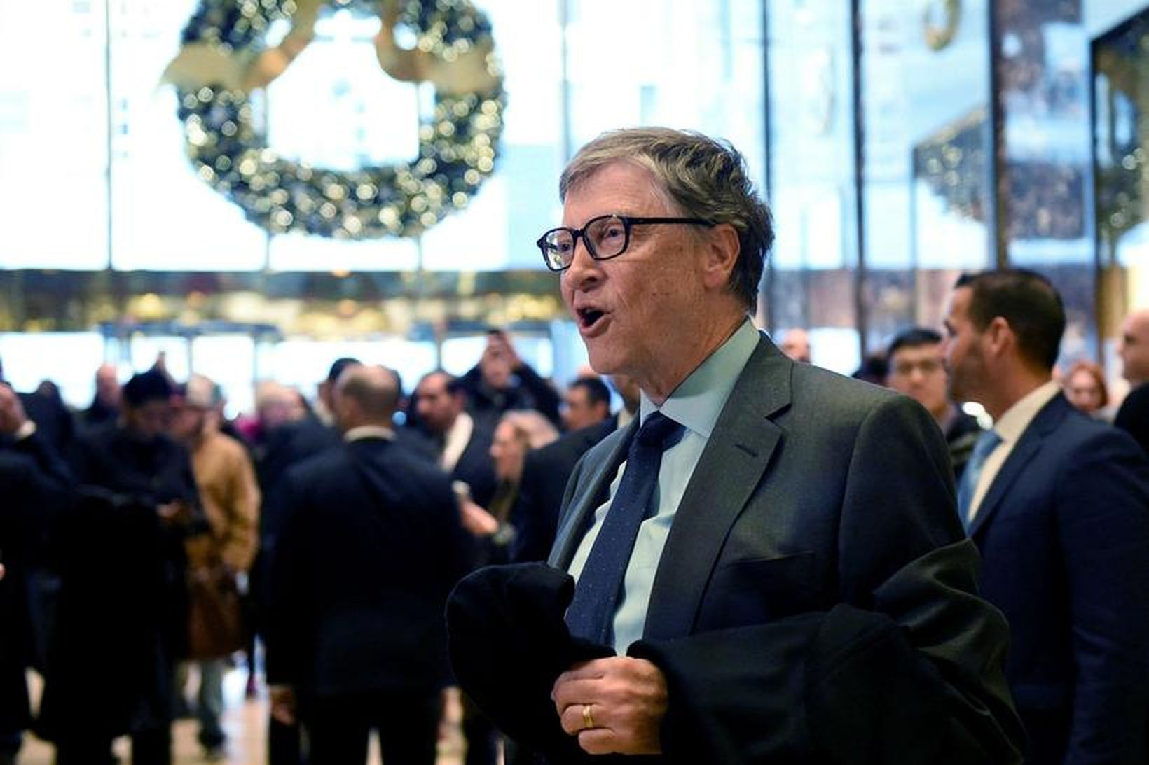 Bill Gates eftir fundinn með Trump í Trump turninum.