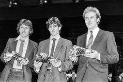 Zico, til vinstri, með silfurskóinn á HM 1982 ásamt Paolo Rossi og Karl-Heinz Rummenigge.
