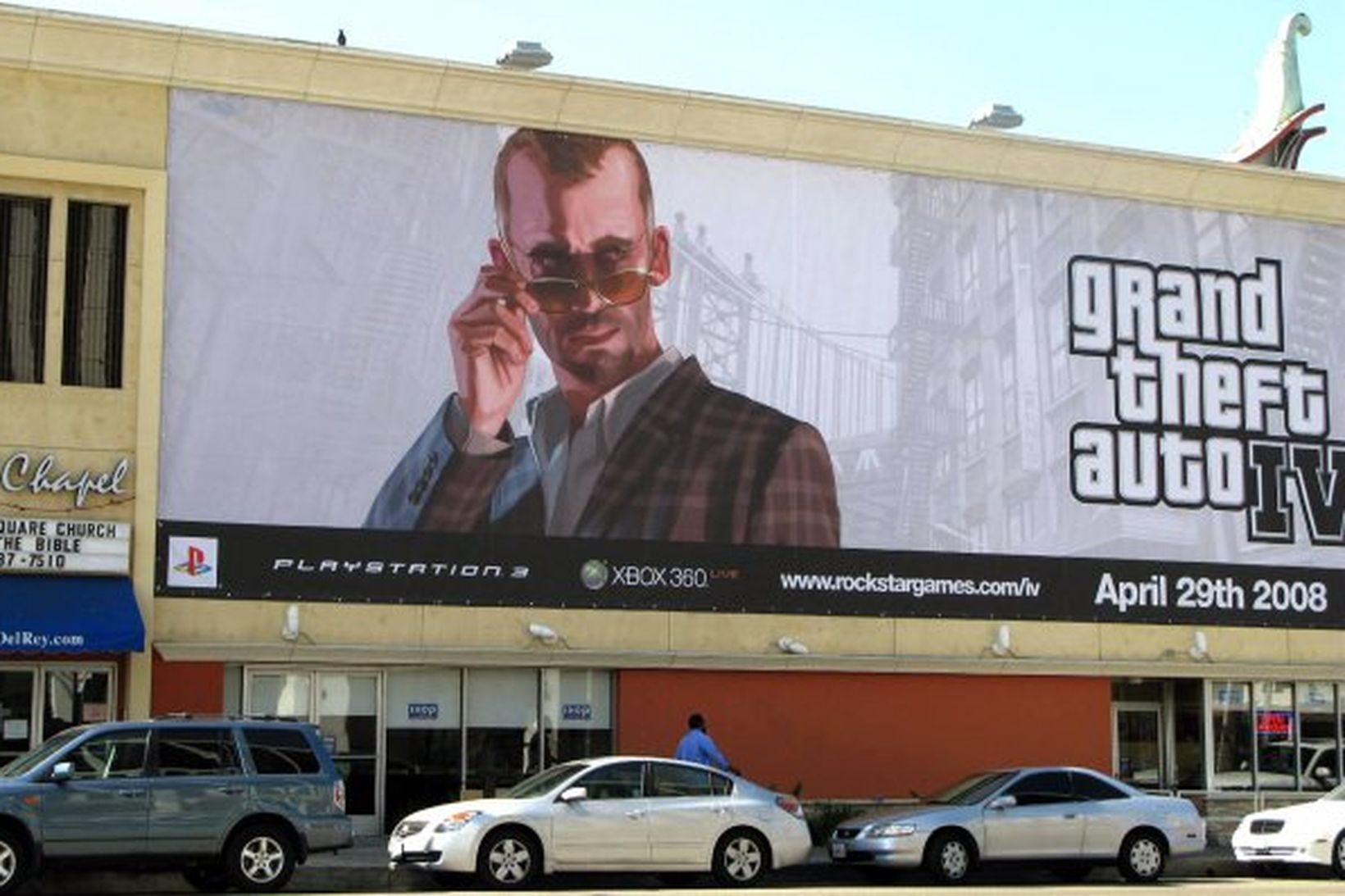 Auglýsing fyrir Grand Theft Auto 4 í Los Angeles.