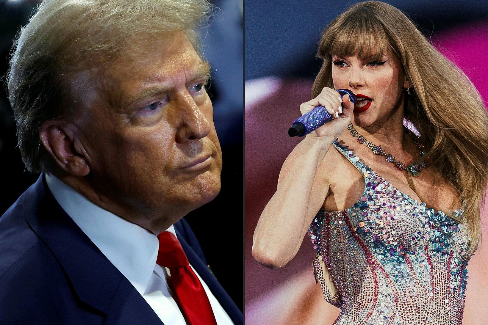 Samsett mynd af Trump og Taylor Swift.