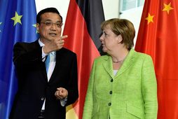 Li Keqiang, forsætisráðherra Kína, og Angela Merkel, kanslari Þýskalands, hittust í dag.