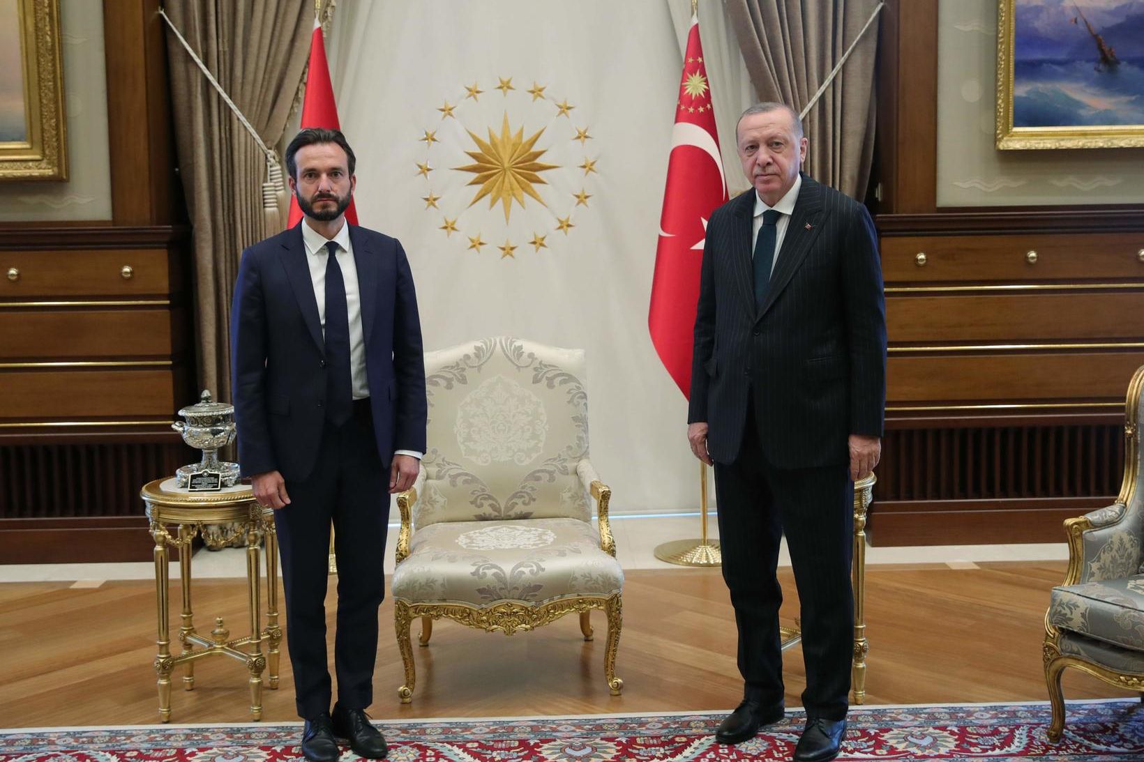 Róbert Spanó, forseti Mannréttindadómstóls Evrópu, og Recep Tayyip Erdogan, forseti …
