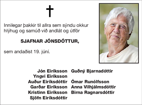 Sjafnar Jónsdóttur,