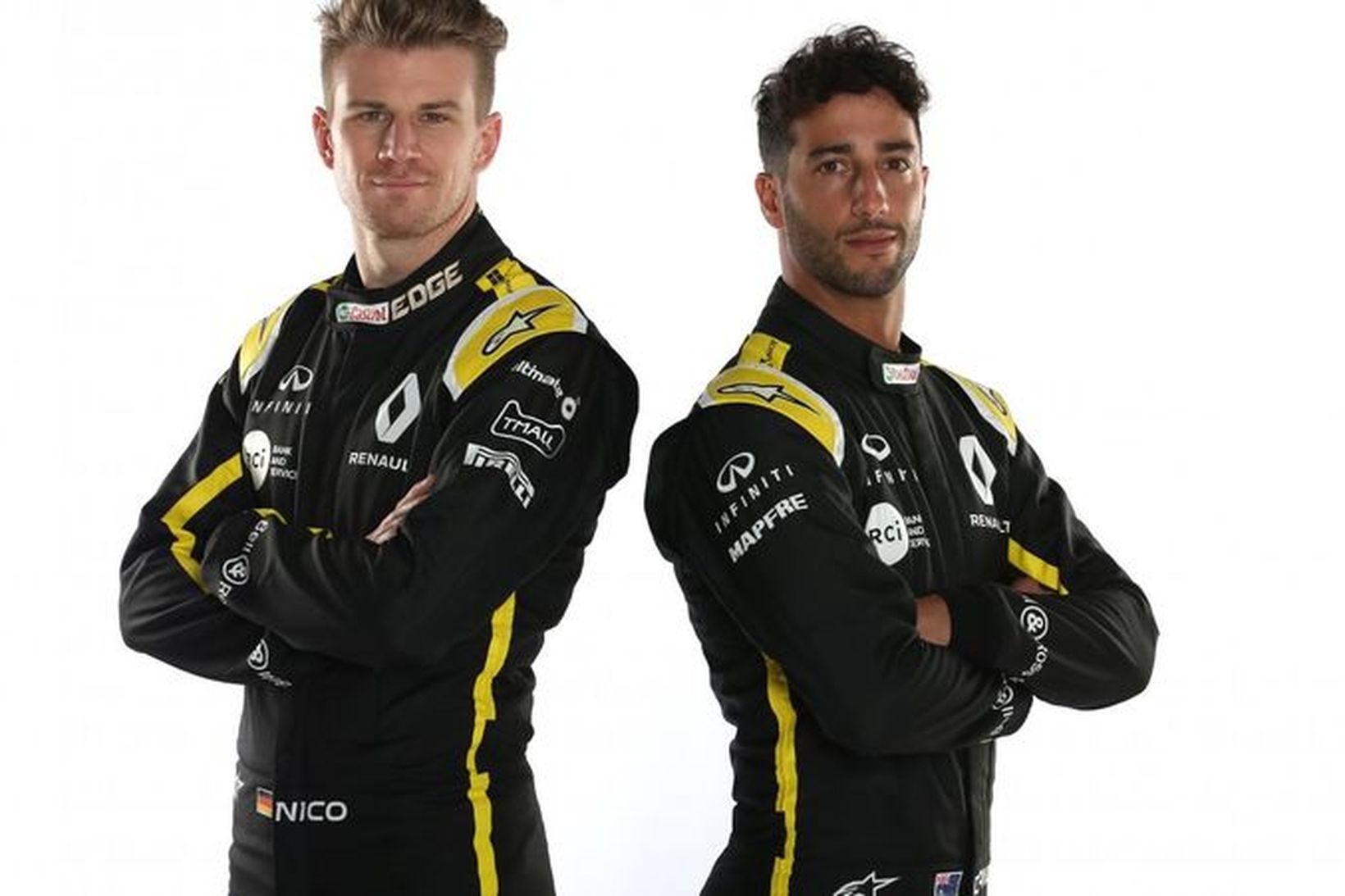 Nico Hülkenberg (t.v.) og Daniel Ricciardo keppa fyrir Renault í …