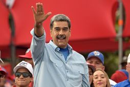 Nicolás Maduro á kosningafundi í vikunni.