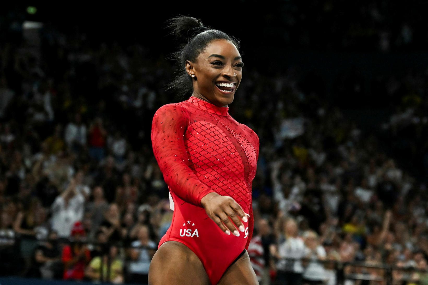 Simone Biles er sigursælasta fimleikakona allra tíma.